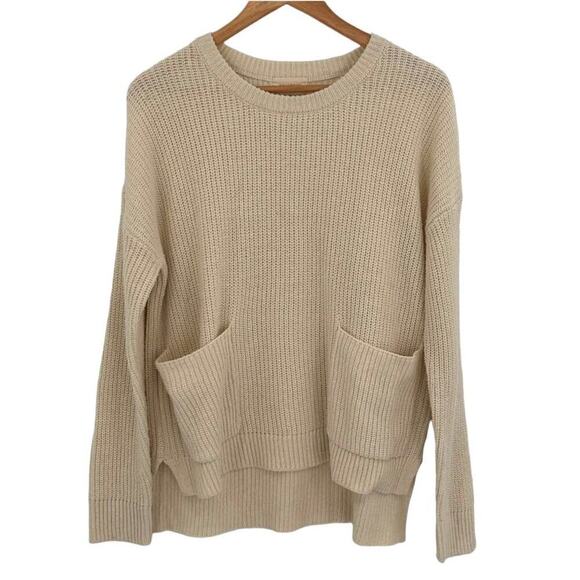 NEW Melloday Women's Size XS Ivory Patch Pocket Knit Wool Blend Sweater - Picture 3 of 6